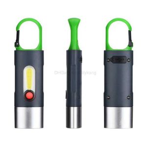 Mini torce ricaricabili USB Torcia portachiavi portatile Torcia LED pannocchia Luci da campeggio Escursionismo all'aperto Lampada tascabile da campeggio Portachiavi Torce Alkingline