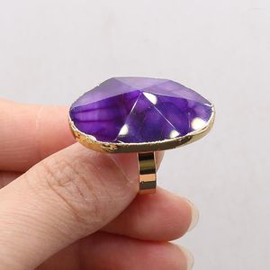 Anhänger Halsketten Hochwertiger natürlicher Amethyst Achat Ring Stein Edelstein Dekoration Zubehör Herstellung Paar Halskette für Männer und Frauen 25x30mm