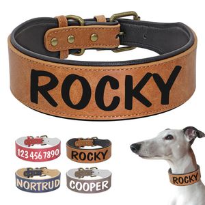 Collars Customized Dog Collar Wide Leather Dog Collar Large Soft Padded Pet Dog Collars Perro For Medium Large Dogs XL 2XL Free Print