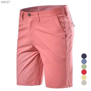 Męskie szorty szorty Mężczyzn Summer Bawełna środkowa talia Męska luksusowy swobodny biznesmen szorty drukowane plażę stretch chino classic fit krótki homme J230218 L230520