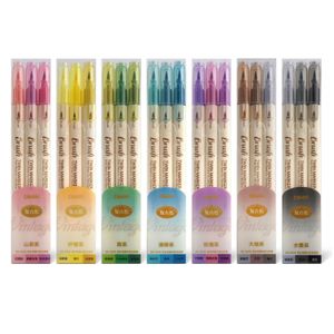 Markörer 21st Sti Color Dual-Side Writing Art Brush Marker Pens Set för att rita målningsfoder Vattenfärg Bokstäver Calligraphy A6133 230603