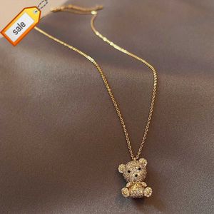 Fashion Jewelry Party Gold Plated Custom Cuban Link Chain Crystal Diamond Bling Bear Pendant Necklaces For Party