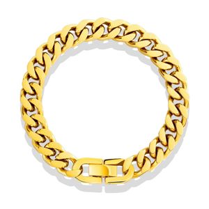 Cuban bracelet with titanium plated 18K, hip-hop style men's and women's bracelet, with a special round ground jewelry buckle that does not fade