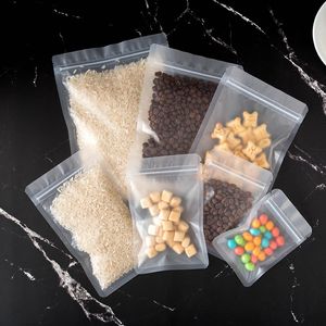 Flat Bottom Frosted Plastic Zip Lock Bag Resealable Matte Candy Chocolate Powder Wedding Party Birthday Gift Packaging Pouches