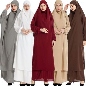 Ethnic Clothing Ramadan Muslim Prayer Garment 2 Piece Set Women Khimar Abayas Long Hijab Skirt Full Cover Islam Clothes Burka Niqab Jilbab