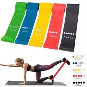 Yoga pilates elastic training bands 5 levels latex resistance band tubes sports fitness loops 5pcs/set pilate ropes expander for legs hip