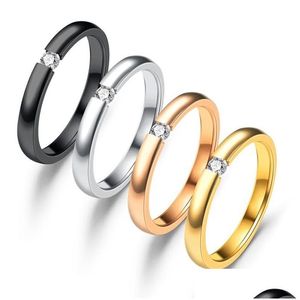 Кольца с кольцами с обручанием кольцо для женщин из нержавеющей стали Sier Gold Color Свадебная девочка подарок роскошные украшения доставки DHG8V