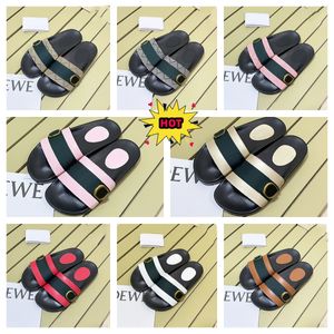 New Double Web Blondie Slides Sandals Designers Selrinhas de Couro Rosa Vermelho Black Bege Ebony Summer Shop Shops Flats Sapatos de Slide Slide Sandal