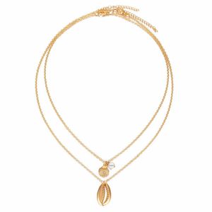 Hänge halsband mode bohemisk stil lager halsband guld färg trendig pärlskal för kvinnor långa 2 st/uppsättning droppleverans juvel dhayj