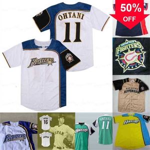 XFLSP GLAA3740カスタム2011 Hokkaido Nippon Ham Fighters Jersey Darvish Shohei Ohtani 16 Japan Samurai Black Pinstriped Baseball Jerseys