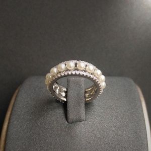 Niedliche Multi-Perlen-Perlen-bunte S925-Ringe für Frauen, kontinuierlicher Kreis, minimalistischer Ring