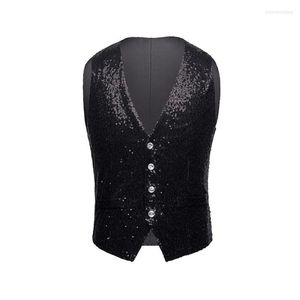 Men's Vests Men's Vest Coat Wear V-Neck Sequin Nightclub Stage Clothing Fashion Trend Casual Plus Size