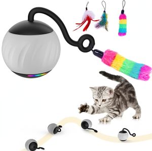 Brinquedos de brinquedos de brinquedos atuban, brinquedos de gatos interativos para gatos internos, brinquedos de bola de gato em movimento automático, duas velocidades de brinquedos de gatos inteligentes sem ruído