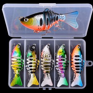 Yemler cazibesi 5pcs batan sallanma set kranksbaits balıkçılık kiti yapay yem sert cazibe yüzme pike salonlar için bas mücadelesi 230602