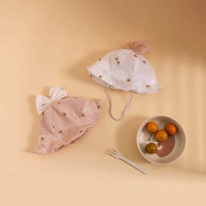 2PCS Hair Accessories Cute Print Bowknot Baby Hat Soft Summer Infant Girls Bucket Outdoor Breathable Kids Sun Cap