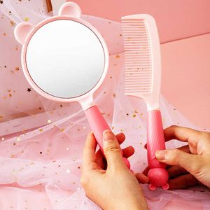 Makeup Tools Animal Comb Cute Cartoon Hand-Held Makeup Mirror Student Kvinnlig bärbar liten bärbar handtagsdressspegel Skönhet Spegel J230601