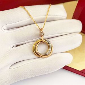 fashion jewelry mens chain necklace womens double rings love pendants necklaces solid gold chain cutomize steel Link Sterling Silver chains plated gold silver rose