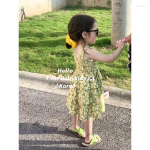 Mädchen Kleider 2023 Sommer Blume Mädchen Kleid Mode Prinzessin kinder Weste Rock Sling Koreanischen Stil