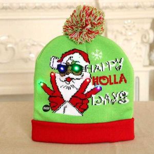 LED JULBÖDER LYGGA UPP POM HATS barn vuxna jul present snöflinga stickade jultomten hattar virkning skalle beanie med ljus stickad boll mössa dekoration huvudbonader