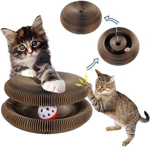Toys Pet Cat Toy Scratch Board Magic Orgel mit Caip Bell Ball Rund Accessoires Gatos Kratzer Krampfklauenjagd Interaktiv