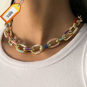 2023 New Arrival Fashion Jewelry Geometric minimalist and cool style cross chain necklace for women enamel chain metal necklace
