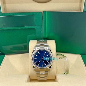럭셔리 손목 시계 브랜드 새로운 남자 자동 시계 데이트 조정 41 126334-0001 블루 다이얼