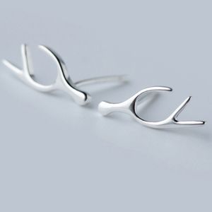 Mode Frauen Geweih Ohr Studs 925 Sterling Silber Nette Deer Horn Stud Ohrringe Mädchen Geburtstag Geschenke Damen Schmuck ES8