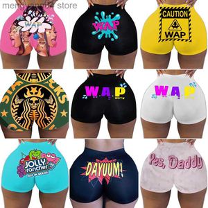 Shorts Femininos Sexy Shorts Femininos Roupas de Verão Femininas Candy Snack Wap Gráfico Cintura Alta Biker Booty Shorts Atacado Coisas Baratas T230603