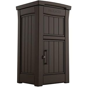 Garden Decorations Keter Package Delivery Box for Porch with Lockable Secure Storage Compartment to Keep Packages Safe Brown 230603