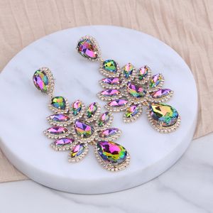 Dangle Chandelier Novelty Design Shiny Flowers Dangle Earrings For Women Fashion Jewlery Evening Dress Statement Earrings Accessory 230602