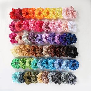 Solid Women Elastic Hair Scrunchies Stretchy Satin Scrunchy 60 Colors Head Band Ponytail Hairbands Girl Hair Rope Hair Ties