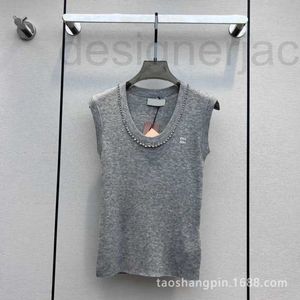 Women's Tanks & Camis Designer Boutique Wear Spicy Girl Casual Rhinestone U Neck Sleeveless Knitted Tank Top for Summer Outwear MWL7