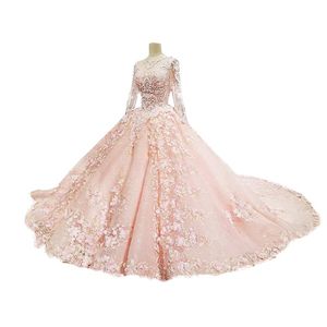 2018 Ny ankomst Ball Gown Royal Court bröllopsklänningar med applikationer Långärmare Custom Made Formal Chinese Wedding Guest Dress2898