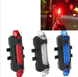 Cycling 5 LED USB Rechargeable mountain Bike Tail Warning Light Rear Safety Lamp Cycling Bicycle Reflector lights 4 Mode taillight accessaries Alkingline