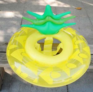 Kid Uppblåsbar ananas Swim Ring Baby Water Sports Pool Float PVC Air Catoon Fruit floats Madrass Spädbarn Swimming Circle Kids Sitsringar Tubes Lifebuoy