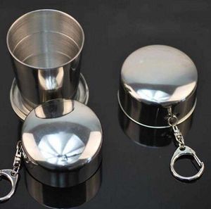 250ML 150ML 60ML Stainless Steel Portable Folding Telescopic Collapsible Cup Outdoor Travel Cup Mug Keychain Hiking Folded Cups Wholesale