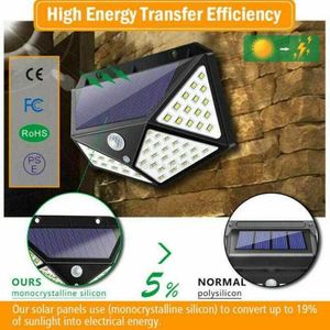 Wide Angle Solar Lamps 100leds 1200lm solar led garden yard light PIR Motion Sensor Solar Wall Mounted Light 18650 battery torches lamps