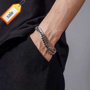 OEM Customized Titanium Steel Jewelry Waterproof Punk Fashion Stainless Steel Bracelet Hip Hop Silver Cuban Bracelet For Men