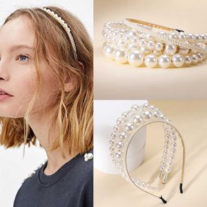 2PCS Hair Accessories 1PC Fashion Full Pearl Clips Elastic Flower Women Hoop Bands Hairpins Bezel Girls Wedding Headdress