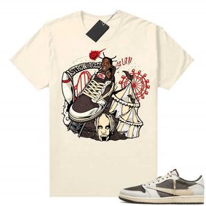 Scott S Travis Low Reverse Mocha Shirts Sneaker Match Sail Astroworld Camiseta gráfica de algodão YR