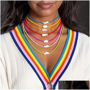 Chokers Summer Pearls Choker Necklace For Women Boho Handmased Colorf Pärlade CLAVICLE HALKACES BEACH PARTY SMEECHNY ACCEPTORYS DROP DHCLQ