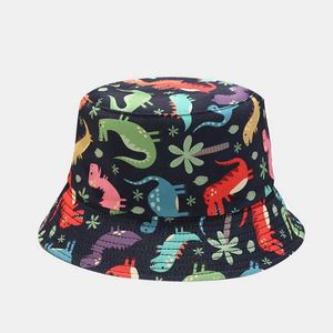 Breda Brim Hats 2020 13 Fashion Cotton Cartoon Mönster Tryckt hink Fisherman Outdoor Travel Sun Hat For Men and Women 27 G230603