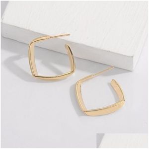 Hoop Huggie Gold Color Geometric Earring Copper Square Shaped Hie örhängen för kvinnor Punk Party Jewelry Gift Drop Delivery Dhxum