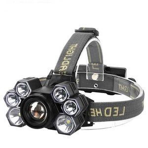 impermeabile 7 fari a LED caccia all'aperto campeggio pesca ciclismo XPE t6 fari torcia frontale portatile voli ricarica USB faro