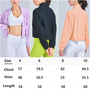 Lu Lu WT Womens Yoga Outfit Yttre jackor utomhusövning Fiess Running Wear Casual vuxen Sportkläder Långärmad lös solskyddskläder