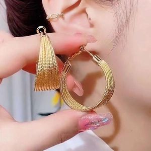 Hoop Earrings Woven Mesh Oval For Women Wedding Party Anniversary Gift Jewelry Korean Fashion 925 Silver Needle Wholesale