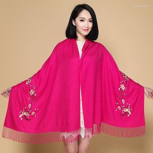 Scarves Luxury 200 70 Cm Woman Cashmere Tassel Floral Flowers Embroidery Pashmina Long Soft Wraps Warm Female Winter Shawls