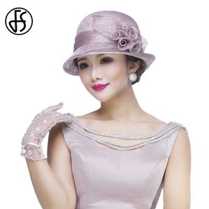 Wide Brim Hats Bucket Hats FS Summer Wedding Hats For Women Elegant Church Sun Protection Cap Ladies Breathable Sunshade Formal Occasion Millinery 230602