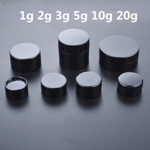 Parfymflaska 50pcslot tom 1g 2g 3g 5g 10g 20g svart bärbar grädde burkar burkar potten lådan makeup nagelkonst kosmetisk pärla lagring container 230602