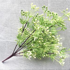 Decorative Flowers Artificial Plant Plastic Fern Green Leaf Flower Decoration 7 Stem Bush Bonsai Home Garden